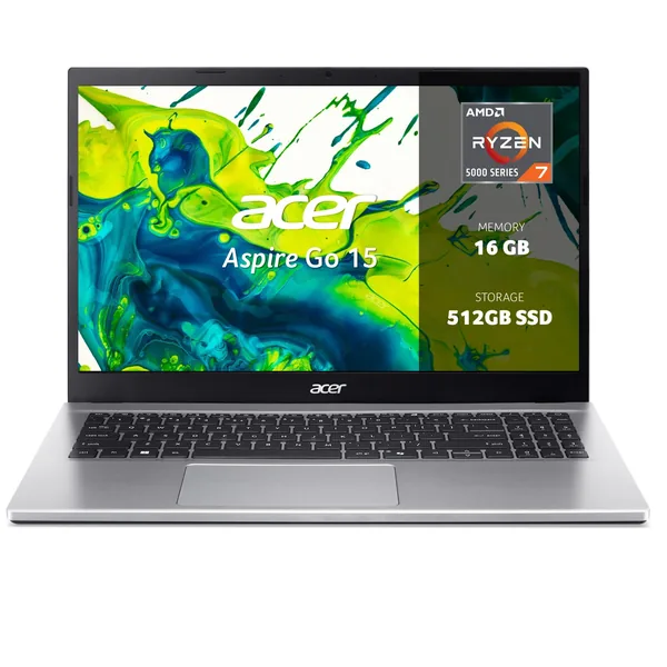 Portátil Acer Aspire Go 15 plateado abierto