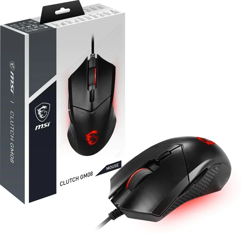 MSI Clutch GM08, ratón gaming con cable y RGB rojo